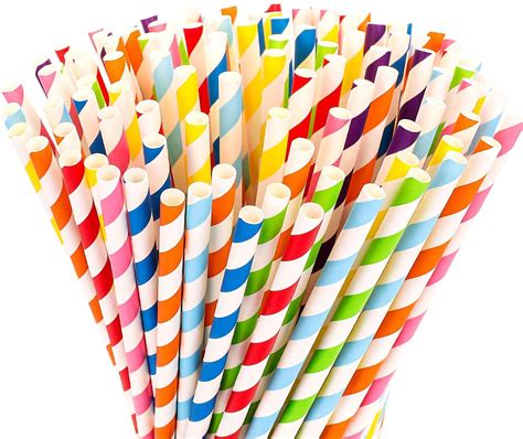 Cherry Nation 200 Biodegrable Paper Straws 8 Different Colors Rainbow