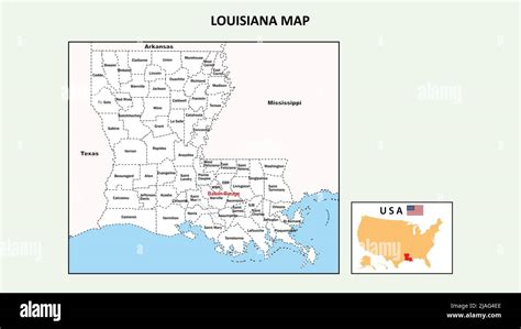 Mapa De Louisiana Mapa Político De Luisiana Con Límites En Color