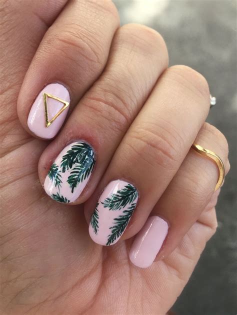 Tropical Palm Print Nail Art Rose Gold Lining In 2020 Tropical