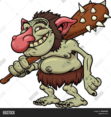 Cartoon Troll Holding Vector And Photo Free Trial Bigstock