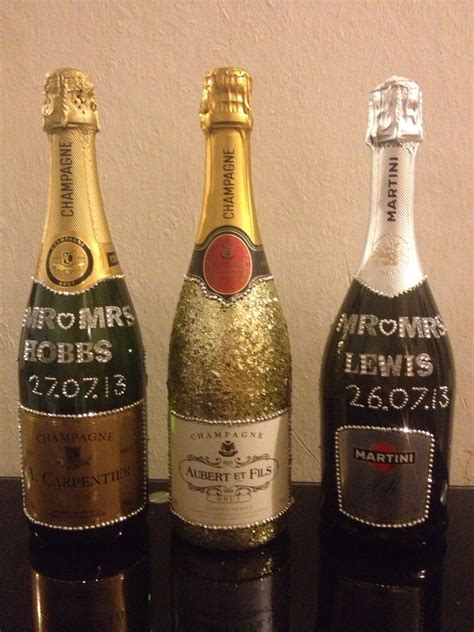 Personalised Rhinestone Champagne Bottles Wedding Birthday