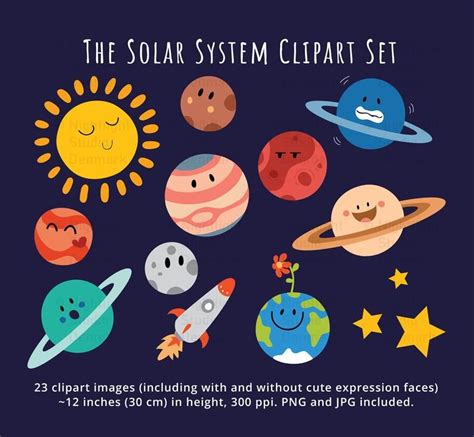 Cute Planets Clipart Set Instant Download The Solar System Etsy