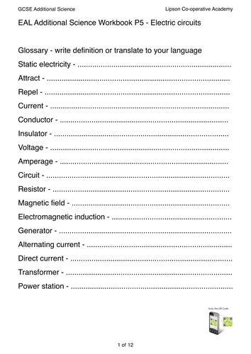 Gcse Science P5 Electric Circuits Teaching Resources