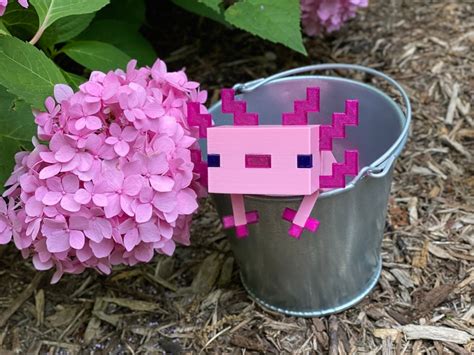 Big Axolotl In A Bucket 3d Printed Unofficial Minecraft Figure