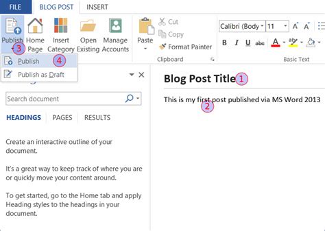 How To Publish A Sharepoint Blog Article Via Microsoft Word 2013