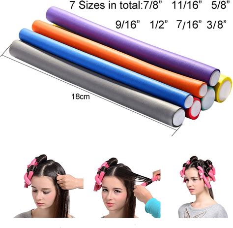 12 pcs no heat curlers you can sleep in hair rollers for long diy 6 colors [正規販売店]