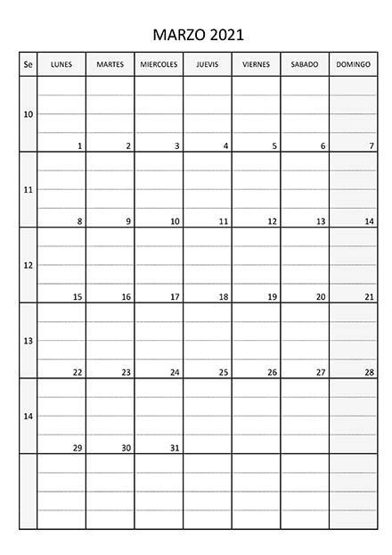 Calendario Marzo 2021 Calendariossu