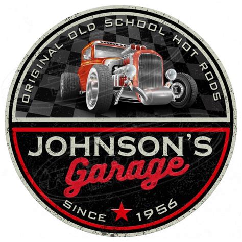 Signs Collectibles Personalized Old School Hot Rod Garage Metal Sign