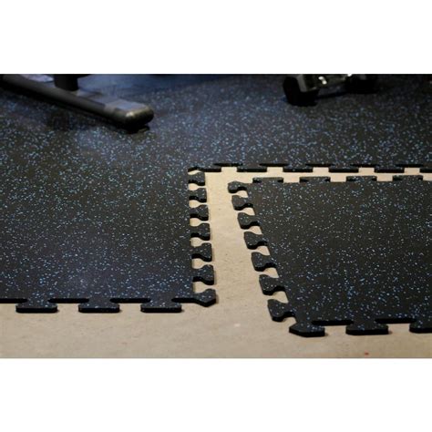 Black With Blue Speck 24 In By 24 In Interlocking Recycled Rubber