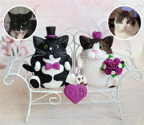 Cat Bride And Groom Cake Topper Wedding Cat Topper For Cake Custom