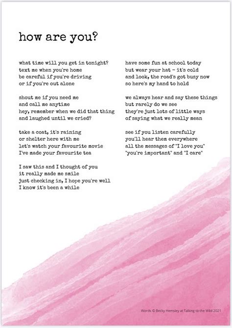 How Are You Original Poem By Becky Hemsley In 2023 Digital Poetry