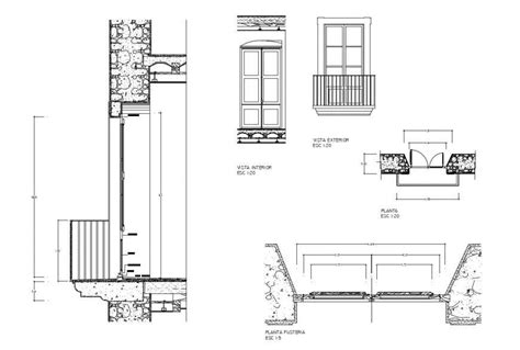 Balcony Construction Unit Detail Plan And Elevation 2d View Cad