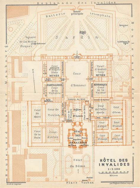 1913 Hotel Des Invalides Les Invalides Paris France Antique Map Etsy
