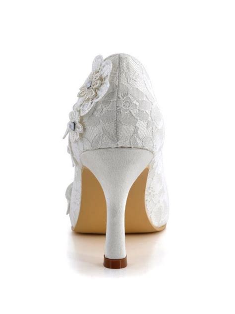 Visualizzare tidebuy ultima sposa collezione scarpe da sposa online. Scarpe da Sposa in pizzo con tacco basso e punti luce argento