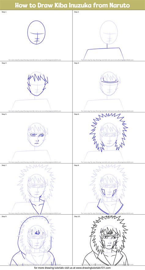 How To Draw Kiba Inuzuka From Naruto Printable Step By Step Drawing