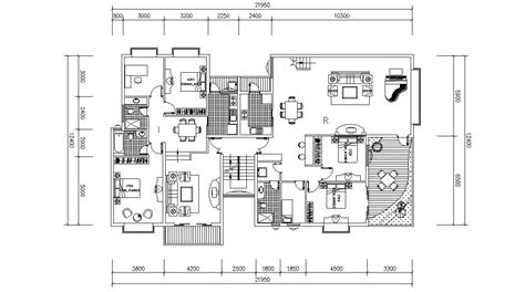 3 Bhk Apartment Furniture Layout Plan Cadbull