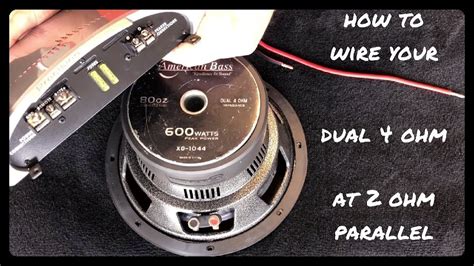 Learn how to wire two dual 4 ohm car subwoofers to a 4 ohm final impedance using the series parallel wiring method. How to Wire your 4 ohm Dual Voice Coil Subwoofer at 2 ohm Parallel - YouTube