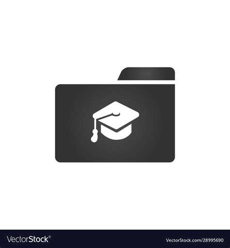 Folder Icon With Graduation Cap In Trendy Flat Vector Image