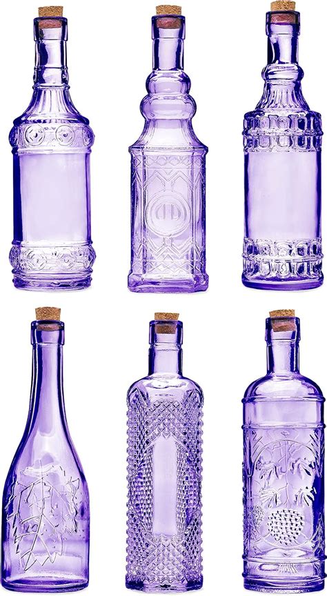 Bulk Paradise Assorted Purple Glass Bottles With Corks 6 Pack 2 5in X 9in 16oz