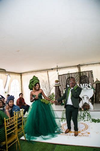 Sotho Wedding With The Bride In Green Seshweshwe South African Wedding Blog African