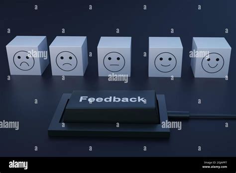 Feedback Emojis And Button 3d Rendered Background Modern Feedback