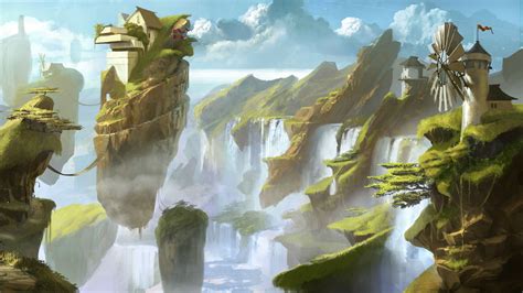 Floating Islands Fantasy Landscape Fantasy Concept Art Environment