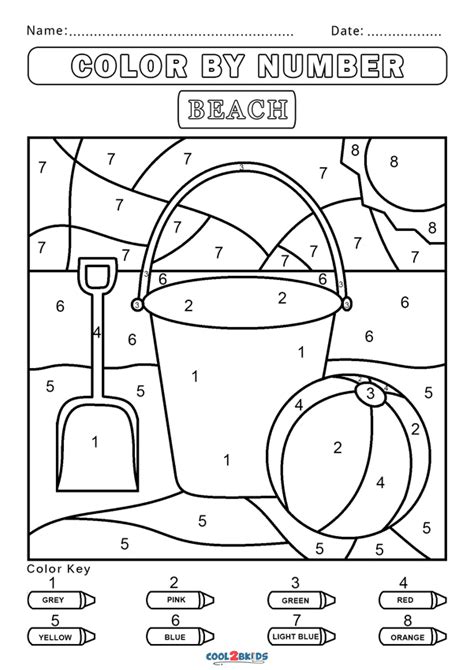 Beach Color By Number Coloring Page Free Printable Coloring Pages