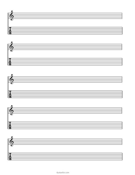More similar exercises to practice reading notes on all six strings can. Blank Guitar Tab Sheet Music Paper