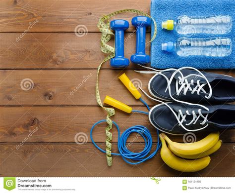 Check spelling or type a new query. Fitness Concept With Sneakers Dumbbells Skipping Rope Measure Ta Stock Image - Image of shape ...