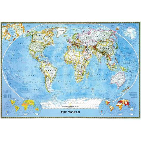 National Geographic Classical World Map Laminated