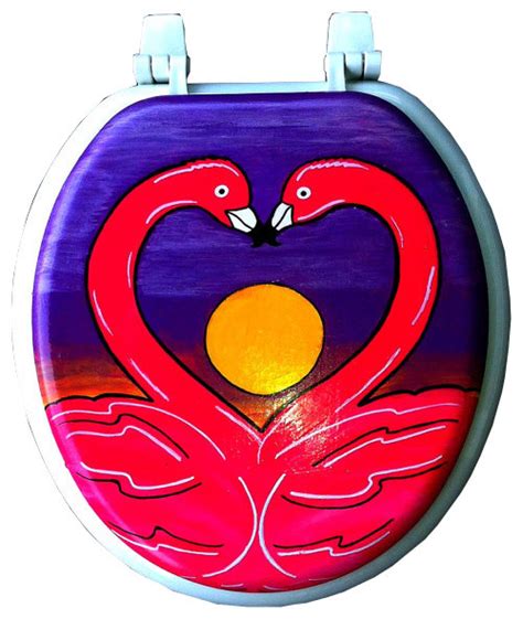 Flamingo Hand Painted Toilet Seat Eclectic Toilet Seats By Debra