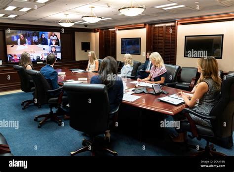 Us First Lady Melania Trump Participates In A Virtual Roundtable With