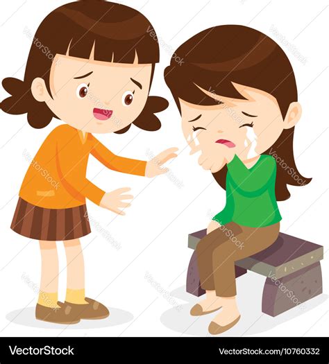Girl Comforting Her Crying Friend Royalty Free Vector Image