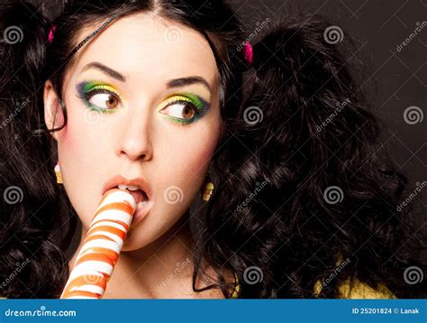 Woman With Lollipop Stock Images Image