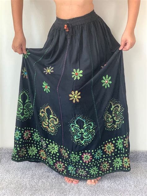 Id0619 Handstitch Indian Long Skirts For Women Boho Indian Tie Dye
