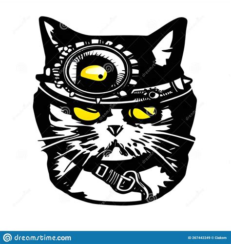 Steampunk Cat Illustration Stock Illustration Illustration Of Black