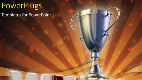 PowerPoint Template: the winning cup with celebration material in ...