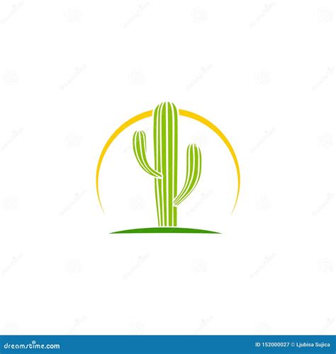 Cactus Logo Design Green Badge With Plants Vector Illustration On A