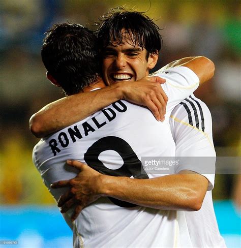 Kaka R Of Real Madrid Celebrates His Goal With Cristiano Ronaldo L During The La Liga Match