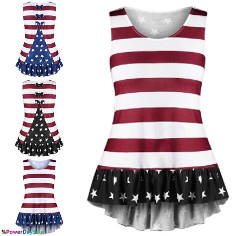 Plus Size Flounced American Flag Tank Top Power Day Sale Th Of July Dresses American Flag