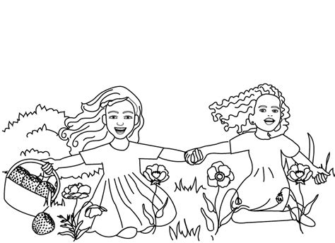 Coloring Pages Happy Girls