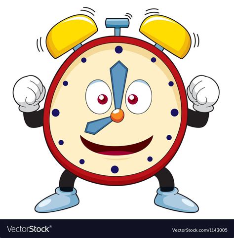 An Alarm Clock Cartoon Character With Two Hands