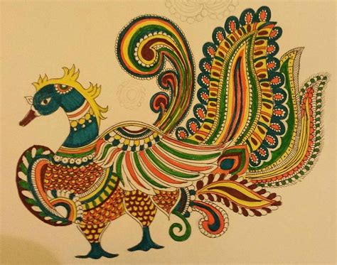 Colorful Peacock Painting By Jandyam Kiranmayee