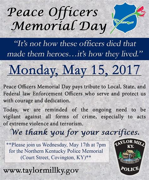 Peace Officers Memorial Day City Of Taylor Mill