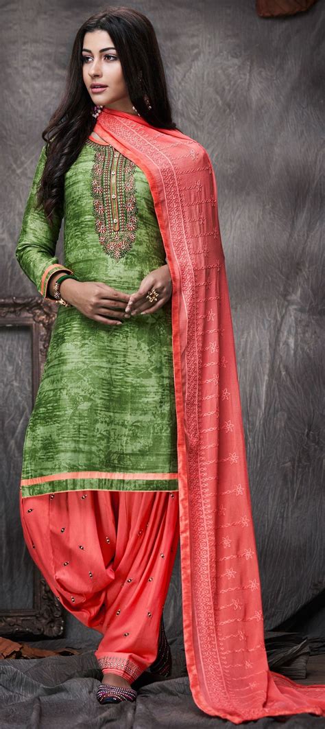 1564839 Casual Party Wear Green Color Cotton Fabric Salwar Kameez