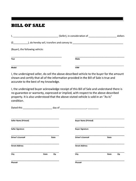 Bill Of Sale For Camper Form Fill Out And Sign Printable Pdf Template
