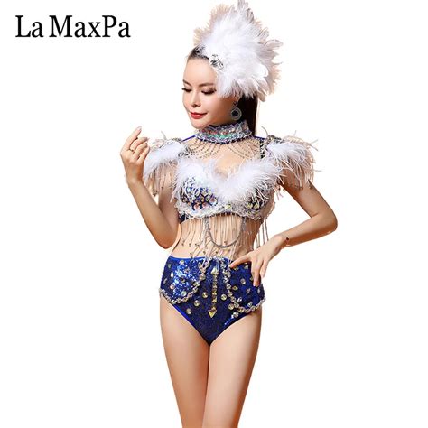 La Maxpa Sexy Women Stage Costume For Singers Female Singer Dj Ds Bar Nightclub Silver Elastic