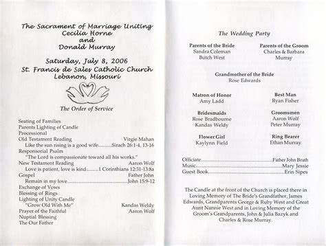 Catholic Wedding Program Examples Weddingfn