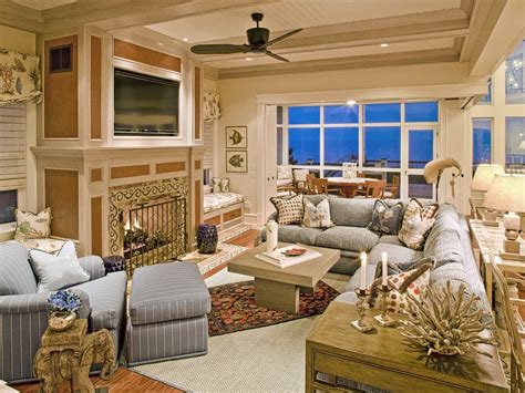 Elegant Coastal Open Space Living Room Gallery