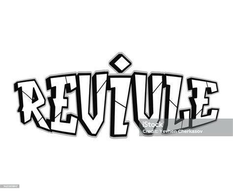 Revival Word Trippy Psychedelic Graffiti Style Lettersvector Hand Drawn